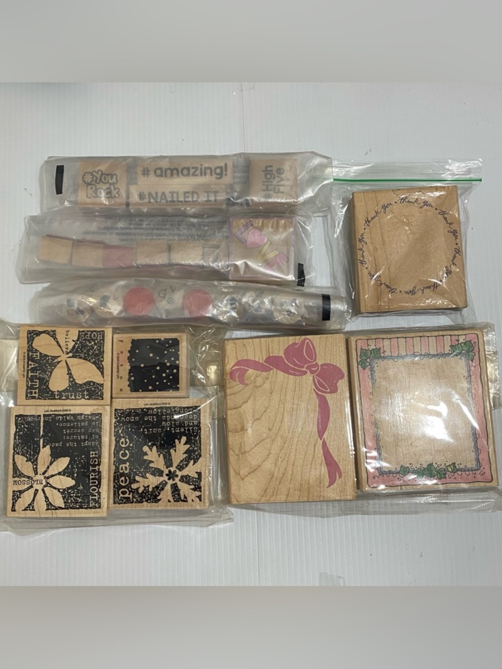 Vintage Wood Rubber Stamp Lot Craft Scrapbooking Mixed Designs Bulk 27 Stamps